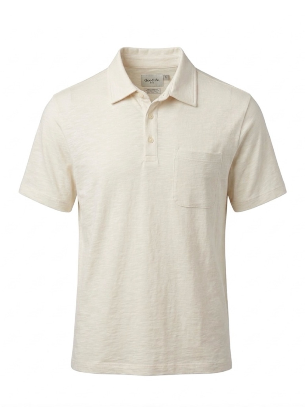 GOODFELLOW & CO. (2) No Roll Collar Polo Shirt, Men’s Size L, Cream
